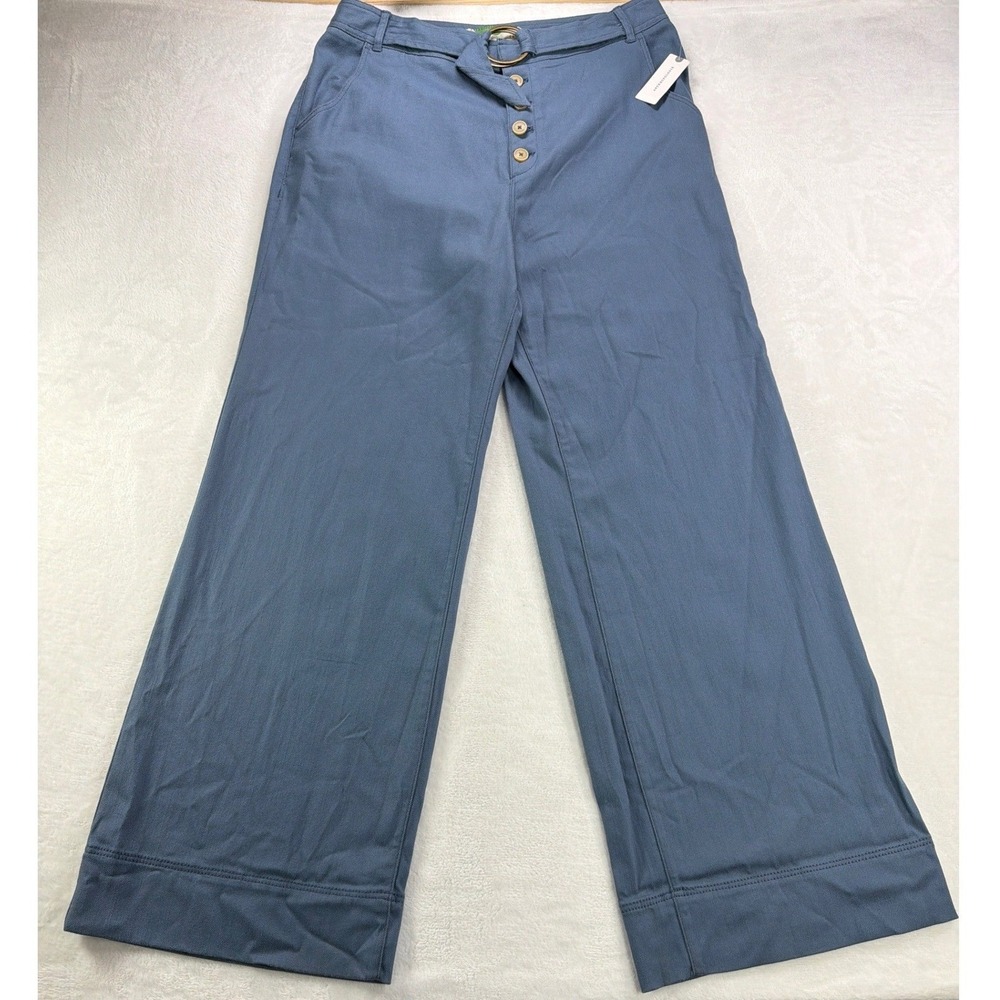 Anthropologie Wedgewood Blue Pants Women 14 Wide Leg Coastal Elegant NWT $120 - Picture 3 of 16